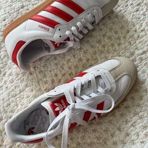 Adidas Samba OG Sneakers Cloud White/Solar Red Women's Size 8.5 Gently Used